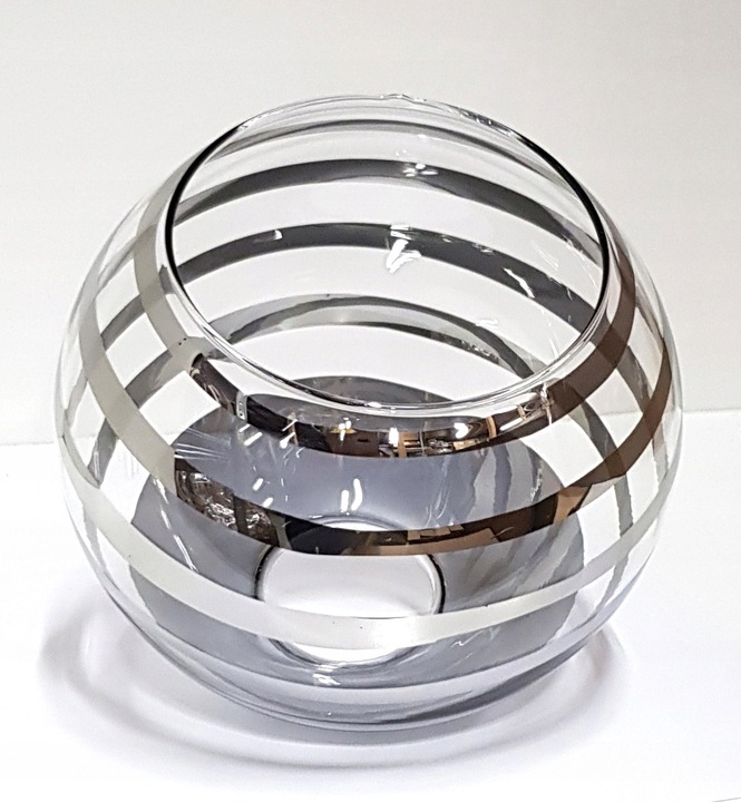 Klosz SZKLANY do lamp na E27 Kula paski chrom