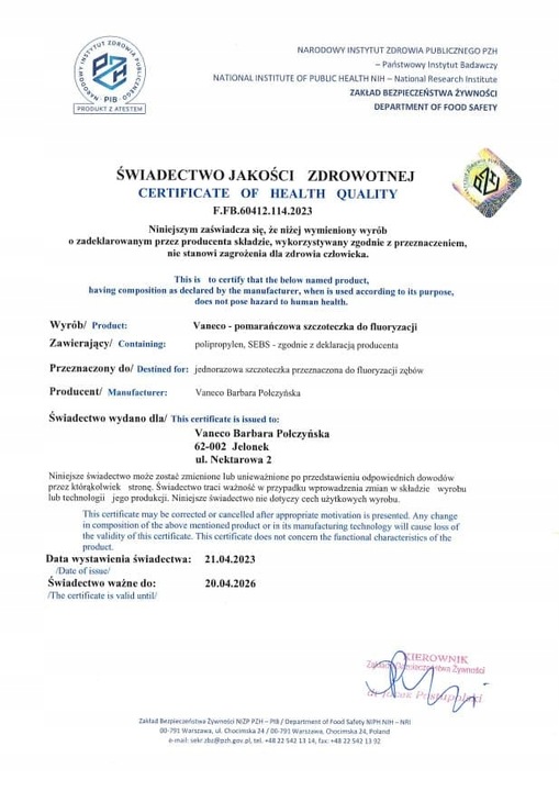 Szczoteczki do fluoryzacji jednorazowe pomarańczowe 200 szt.