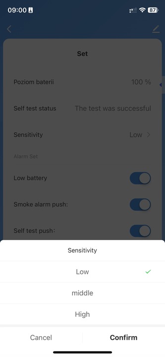 CZUJNIK DYMU OGNIA WIFI ALARM CZUJKA TUYA SMART Z SYRENĄ NA BATEIRE