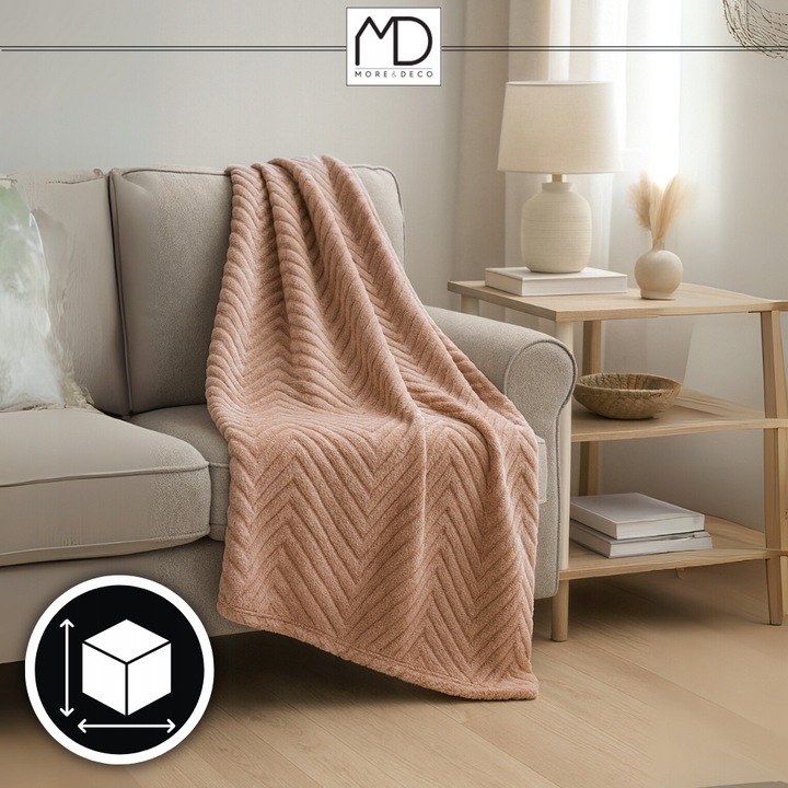 Ciepły koc ozdobny narzuta na łóżko prezent pled 200x220 cm brązowy