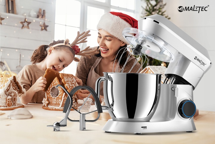 ROBOT KUCHENNY MIKSER PLANETARNY ZESTAW WIELOFUNKCYJNY SREBRNY 6,5L