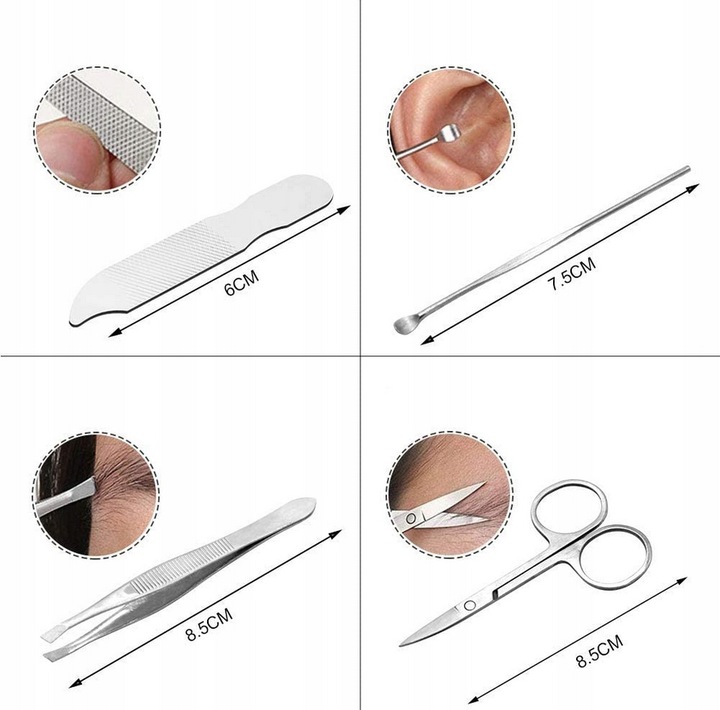 ZESTAW DO MANICURE PEDICURE DO PAZNOKCI 20EL ETUI