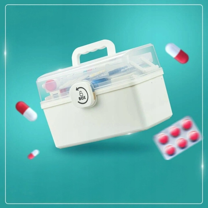 Organizer na leki skrzynka kuferek pojemnik tabletki zamykany