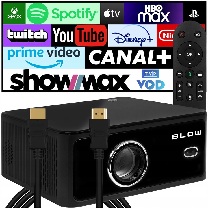 PRZENOŚNY PROJEKTOR RZUTNIK GŁOŚNIK MaxSHOW ANDROID SMART TV WIFI FULLHD 4K