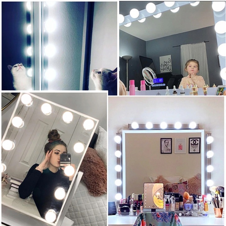 ŚWIATEŁKA LAMPKI LED NA LUSTRO TOALETKI MAKIJAŻ 10 POZIOMÓW JASNOŚCI 2