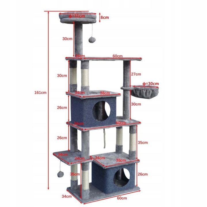 WYSOKI DRAPAK DLA KOTÓW KOTA LEGOWISKO XL WIEŻA LEŻAK ZABAWKA PIŁKA I DOMKI