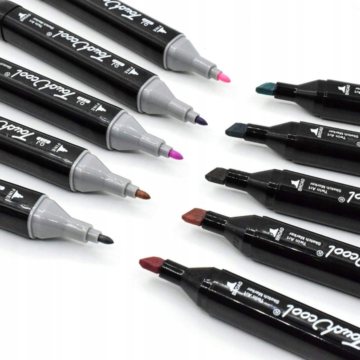 MARKERY ALKOHOLOWE ZESTAW 80SZT FLAMASTRY DWUSTRONNE PISAKI MAZAKI + TORBA