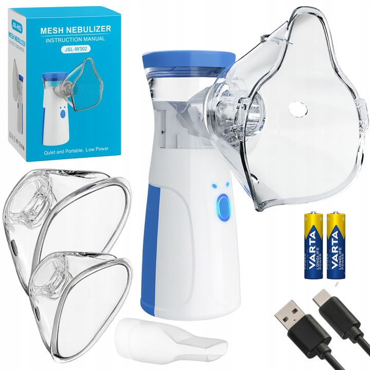INHALATOR NEBULIZATOR ULTRADŹWIĘKOWY PRZENOŚNY DLA DZIECI DOROSŁYCH AA USB