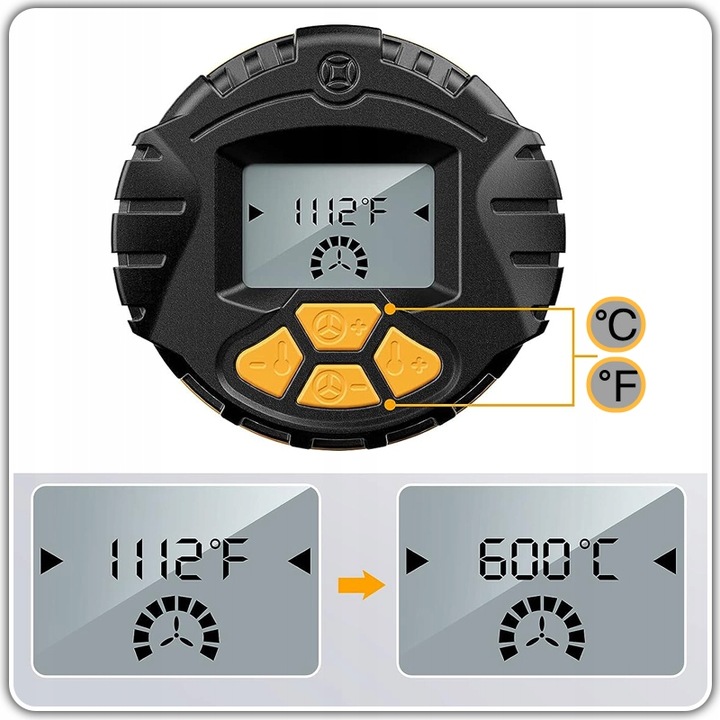 OPALARKA ELEKTRYCZNA Z REGULACJĄ 2 BIEGI LCD 60-650°C 2200W MOCNA +4