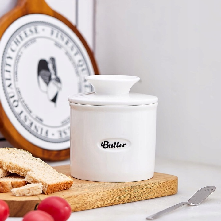 Ceramiczna maselnica, francuska maselniczka z pokrywk?, pojemnik na