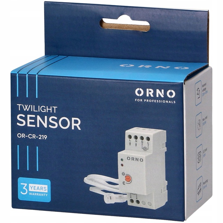 CZUJNIK ZMIERZCHU ZMIERZCHOWY Z SONDĄ ZEWNĘTRZNĄ IP65 3000W NA SZYNĘ