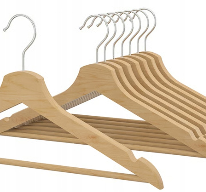 WIESZAK NA UBRANIA DREWNIANY NATURALNY DĄB IKEA BUMERANG 8 SZT.