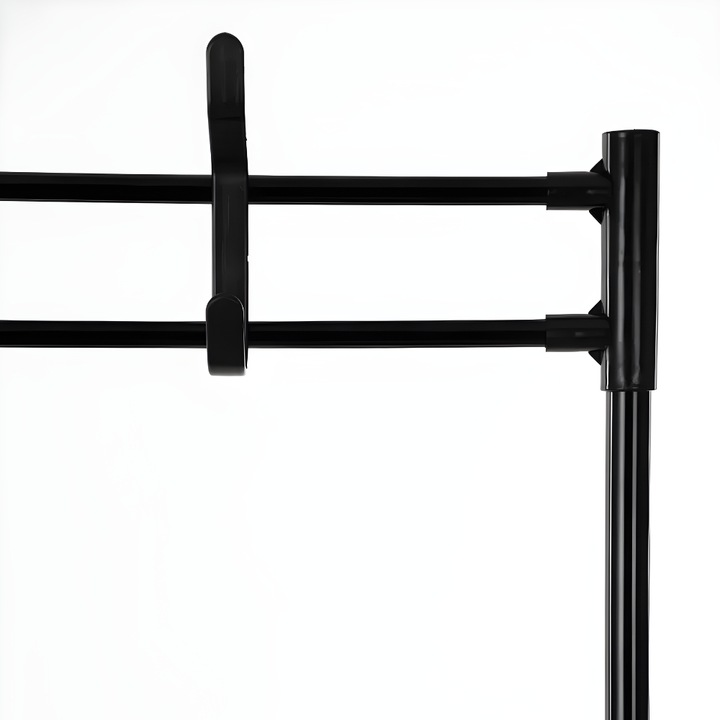 Wieszak na ubrania buty stojący do przedpokoju z półkami czarny