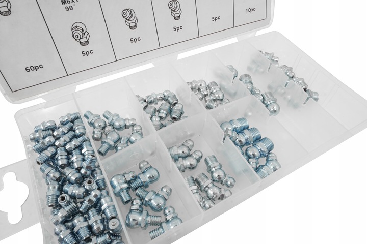 KALAMITKI SMAROWNICZKI METRYCZNE ZESTAW DO SMAROWNICY 110 ELEMENTÓW