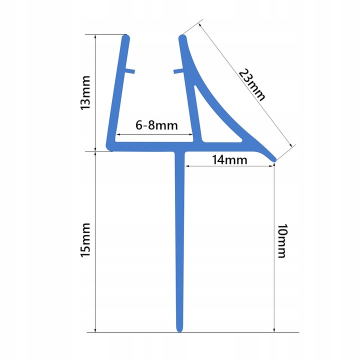 USZCZELKA DO KABINY PRYSZNICOWEJ SZYBY DRZWI DOLNA Z OKAPNIKIEM 6-8mm 100CM