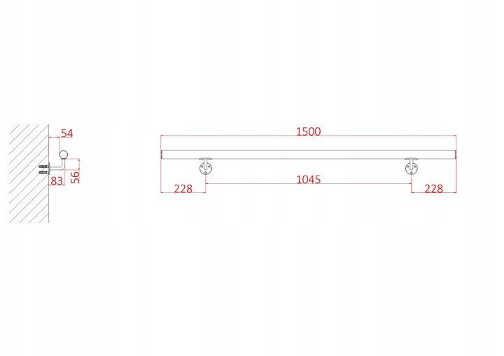 Poręcz ŚCIENNA 150 cm SCHODOWA Nierdzewna solidna rura 2mm SATYNA fi