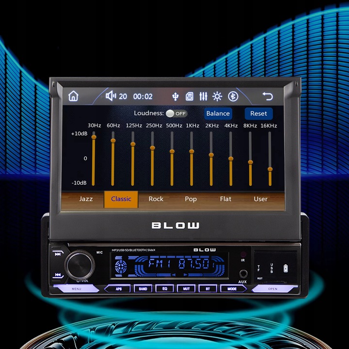 RADIO SAMOCHODOWE 1-DIN 7 CALI WYSUWANY DOTYKOWY EKRAN CARPLAY ANDROID