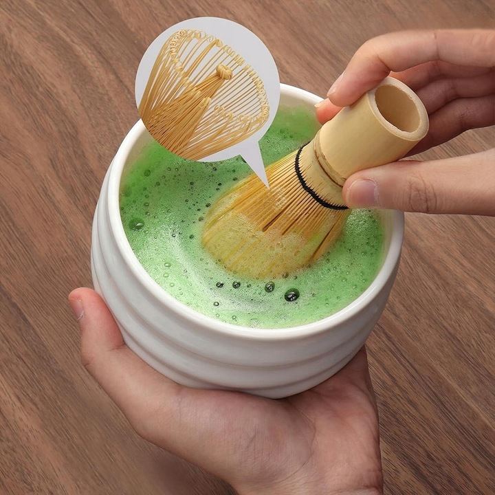 Zestaw Do Herbaty Matcha 5 Elementów Bambusowo-Ceramiczny