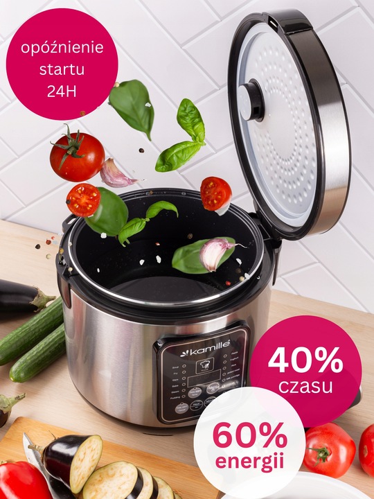 MULTICOOKER ELEKTRYCZNY garnek SZYBKOWAR parowar 13 programów KAMILLE
