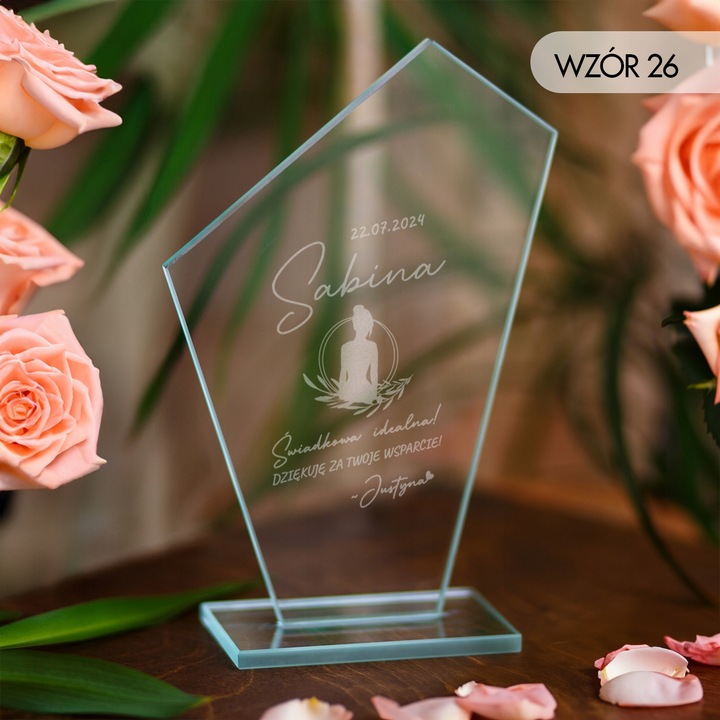 PODZIĘKOWANIA DLA ŚWIADKOWEJ STATUETKA SZKLANA PREZENT DLA ŚWIADKOWEJ ŚLUB
