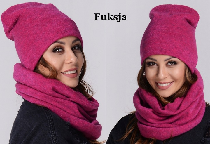 POLSKI Komplet CZAPKA + KOMIN Tunel Szal KOLORY Zestaw damski MODNY