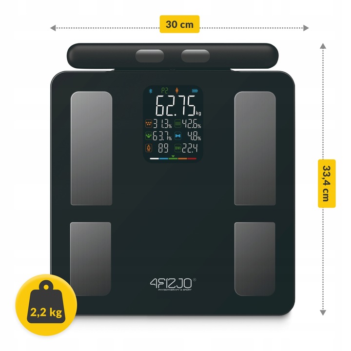 WAGA ŁAZIENKOWA ANALITYCZNA ELEKTRONICZNA POMIAR TŁUSZCZU BMI SZKLANA SMART