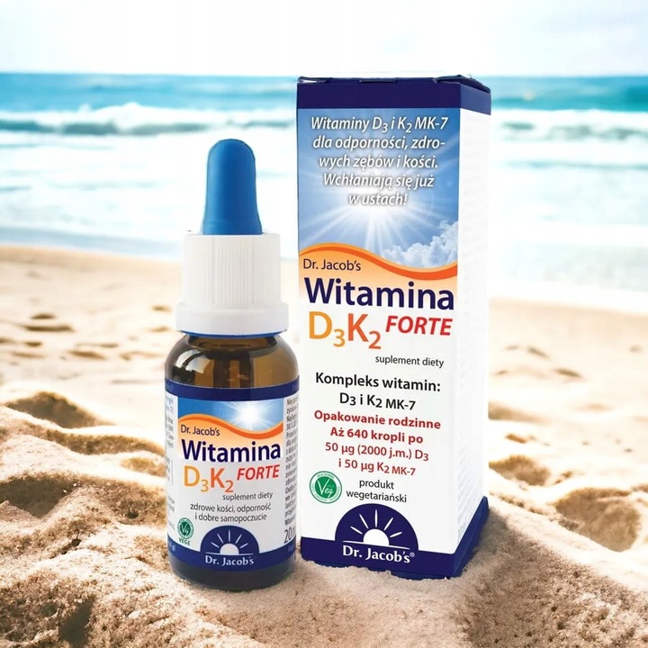 Witamina D3K2 Forte 20ml 2000 j.m. Dr. Jacob's + GRATIS Naklejka z planem!