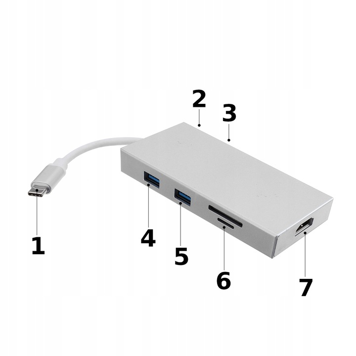 ADAPTER HUB USB-C 3.0 HDMI 4K SD/TF PD 7w1