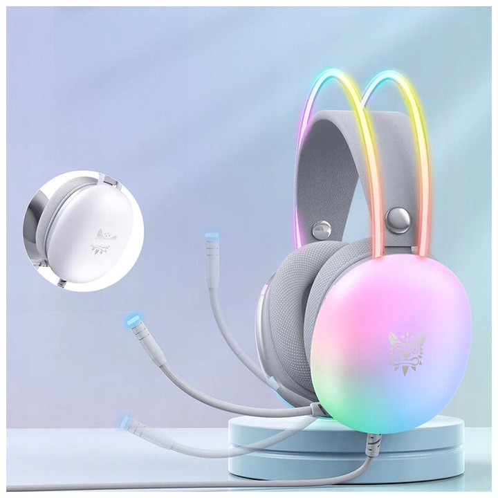 SŁUCHAWKI GAMINGOWE NAUSZNE Z MIKROFONEM RGB PRZEWODOWE ONIKUMA X25 PC USB