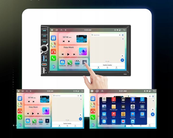 RADIO SAMOCHODOWE 2 DIN 4GB RAM ANDROID AUTO CARPLAY ANDROID 15 RDS