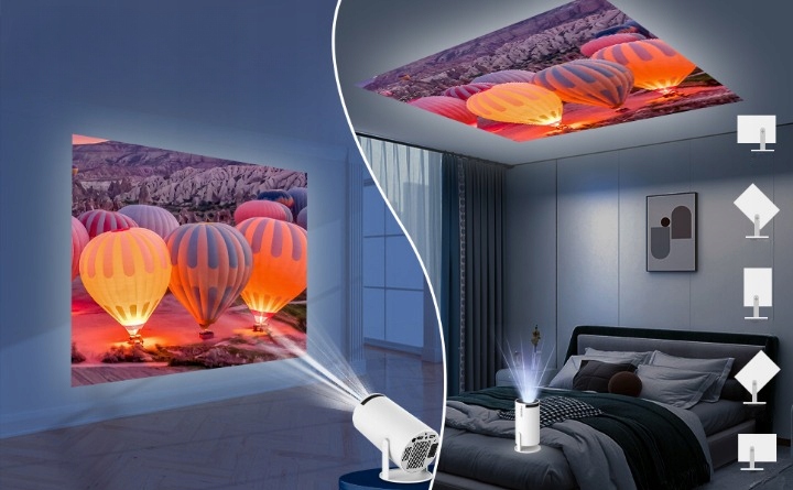 MINI PROJEKTOR SMART RZUTNIK FULL HD Z GŁOŚNIKIEM ANDROID TV WIFI BLUETOOTH