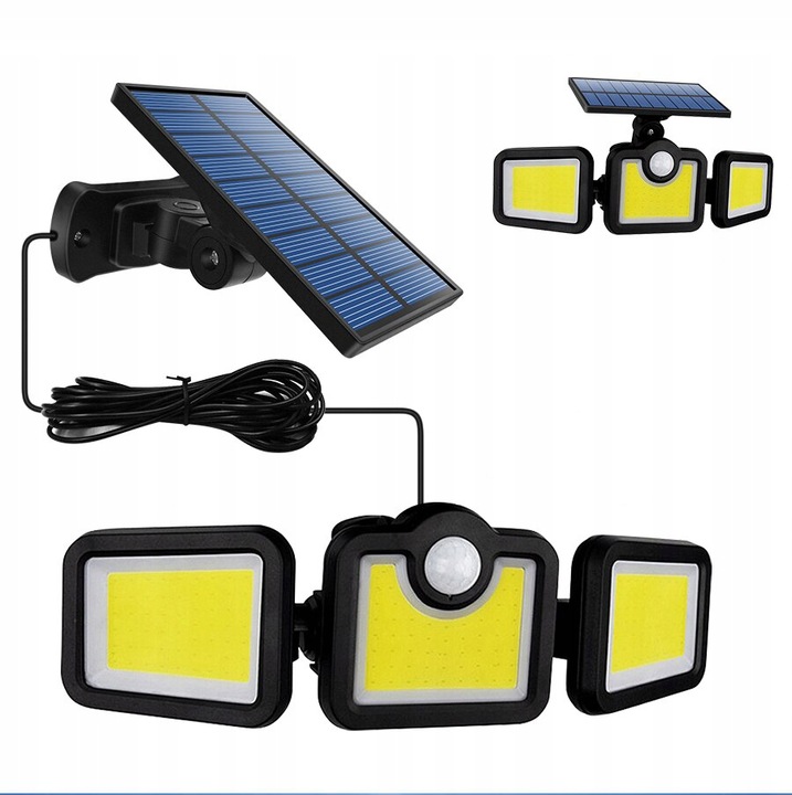MOCNA LAMPA SOLARNA 3w1 LED COB OSOBNY PANEL CZUJNIK RUCHU ZMIERZCHU +PILOT