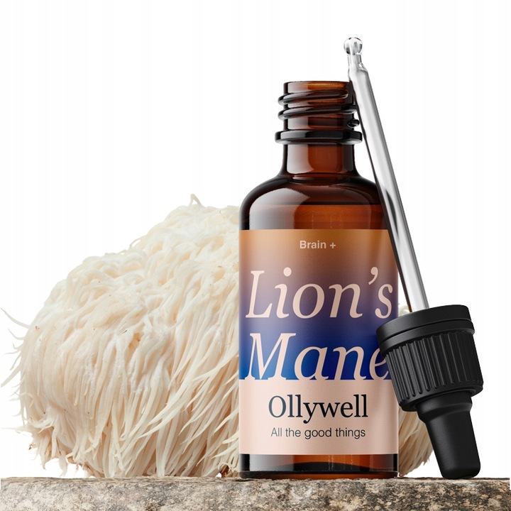 Polska Soplówka jeżowata Ollywell Lion's Mane Krople Moc Ekstrakt Adaptogen