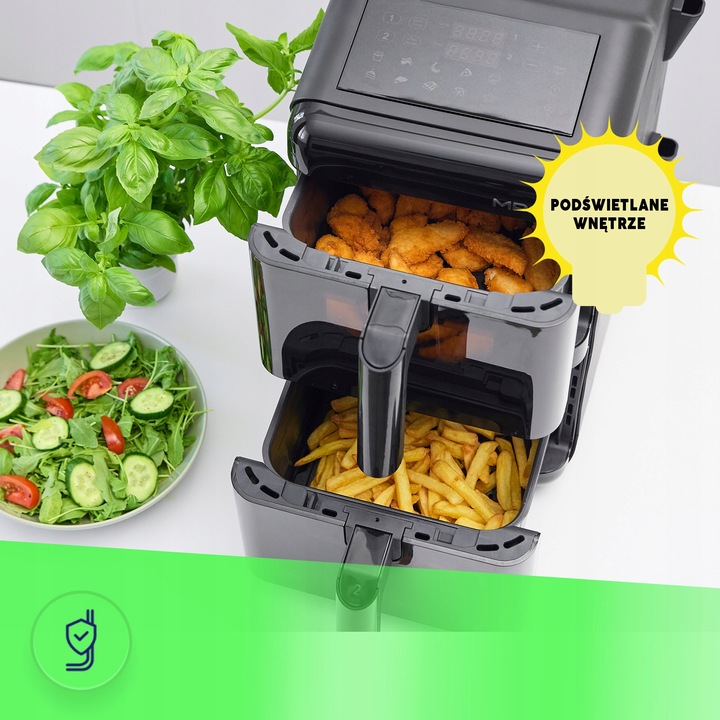 Frytkownica beztłuszczowa air fryer duża podwójna 12l MPM MFR-13