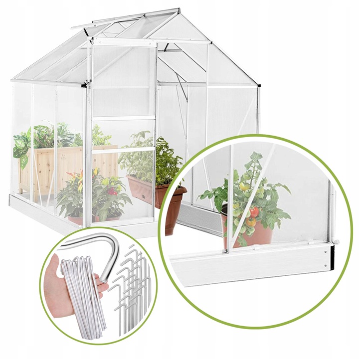 SZKLARNIA OGRODOWA POLIWĘGLAN DOMEK 1,9x1,95m 3,61m2 OCHRONA UV