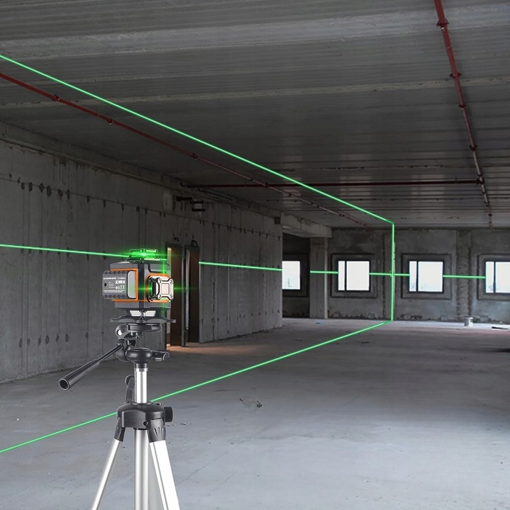 Poziomica Laserowa Płaszczyznowa Laser Krzyżowy 4D + Statyw + 2X