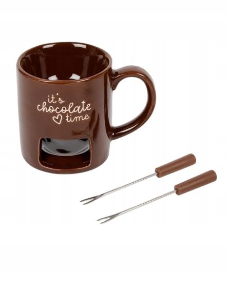 Kubek do Czekoladowego FOUNDE Podgrzewacz do czekolad ZESTAW z Widelczykami
