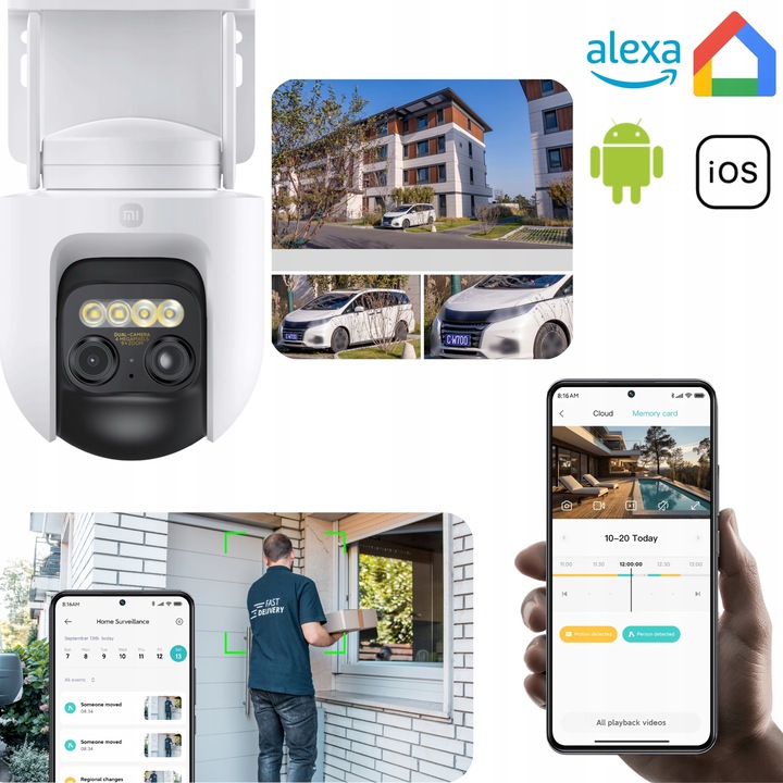 Zestaw 2x Kamera Zewnętrzna Xiaomi CW7000 2.5K 360 do Monitoring Domu Firmy