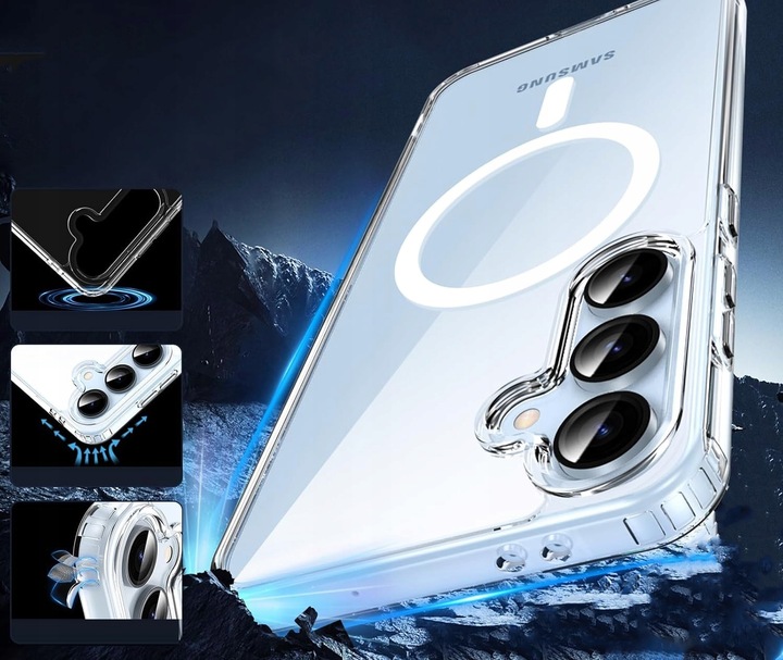 Etui do SAMSUNG Galaxy S25 5G do MagSafe WZMACNIANE 360° CLEAR CASE + SZKŁO