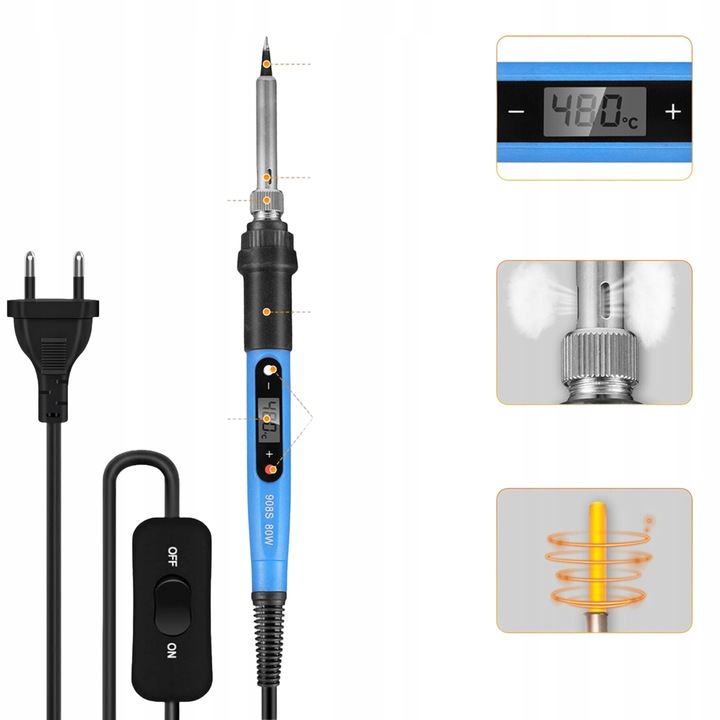 Zestaw Lutowniczy LUTOWNICA PRECYZYJNA 80W WYŚWIETLACZ LCD Walizka