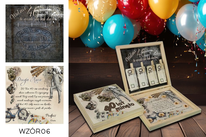 PREZENT NA 40 URODZINY PUDEŁKO Z ŻYCZENIAMI