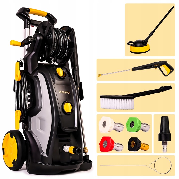 Myjka ciśnieniowa pompa mosiężna 3200W Indukcja 350bar ZESTAW PRO