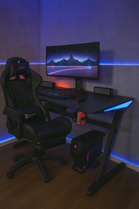 Biurko Gamingowe Komputerowe Stół dla Gracza Nowoczesne LED 120 cm