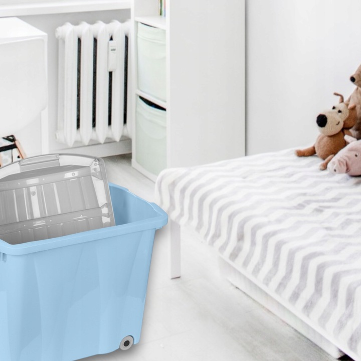 KOSZ NA ZABAWKI 60 L DUŻY POJEMNIK KUFER SKRZYNIA ORGANIZER KÓŁKA POJEMNY