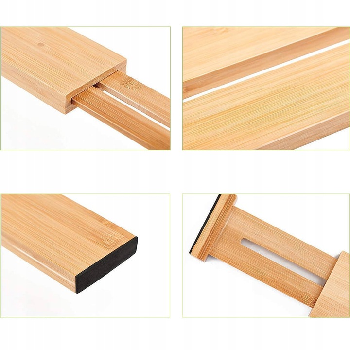 ZESTAW 4 BAMBUSOWYCH PRZEGRÓD DO SZUFLADY Organizer Separator 32 -