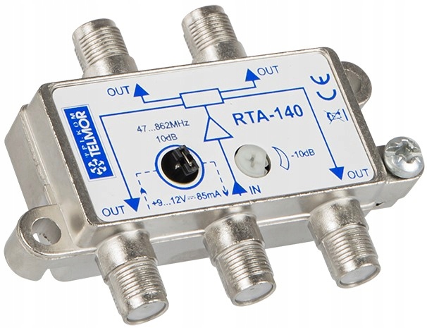 Wzmacniacz z rozdzielaczem Telkom-Telmor RTA-140 + wtyk F