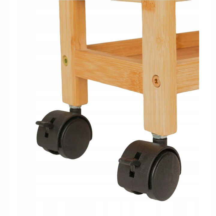 REGAŁ ŁAZIENKOWY KUCHENNY PÓŁKA SZAFKA NA KÓŁKACH BAMBUSOWY WĄSKI