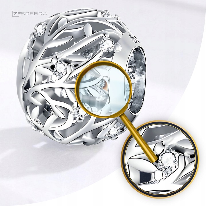 CHARMS GAŁĄZKI srebro 925 listki srebrne zawieszka koralik charmsy pr. S925