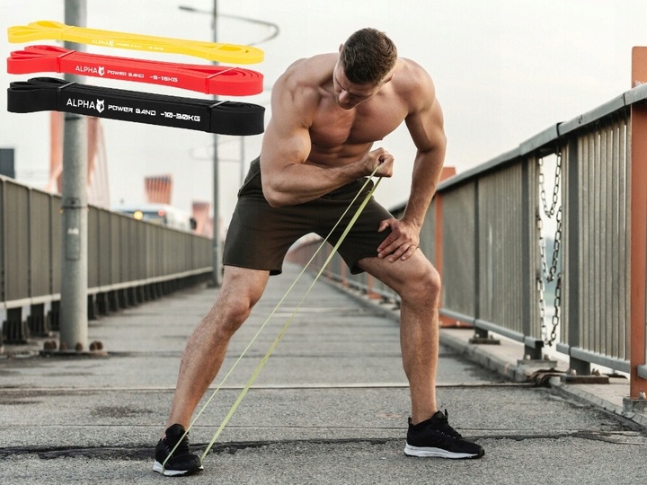 Zestaw 3 Gum Oporowych do Ćwiczeń z Uchwytem Gratis - Power Band ALPHA