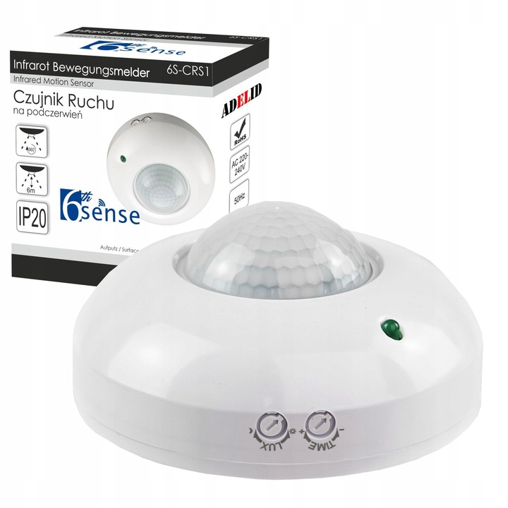 CZUJNIK RUCHU NATYNKOWY DO LED SUFITOWY PIR 360°